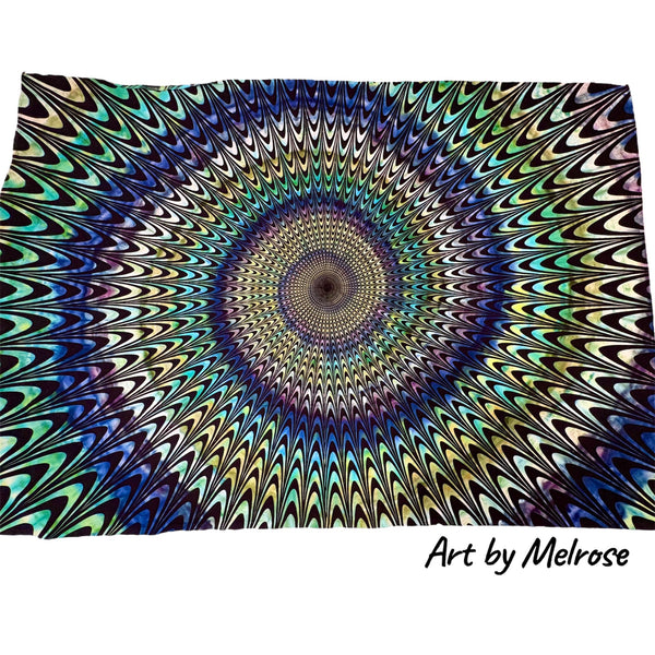 Green/Blue Psychedelic Dream 52" x 80" Ice-dyed Tapestry/Wall Hanging