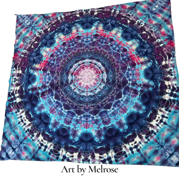Blue Cotton Candy Mandala 58" x 58" Ice-dyed Tapestry/Wall Hanging