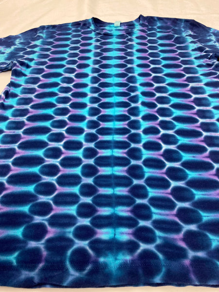 Adult Blue/Purple Dotted Tie-Dyed Tee, M