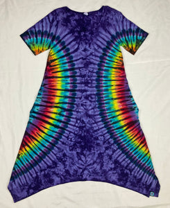 Women’s Purple/Rainbow Tie-dyed Curvy Pocket Dress, L