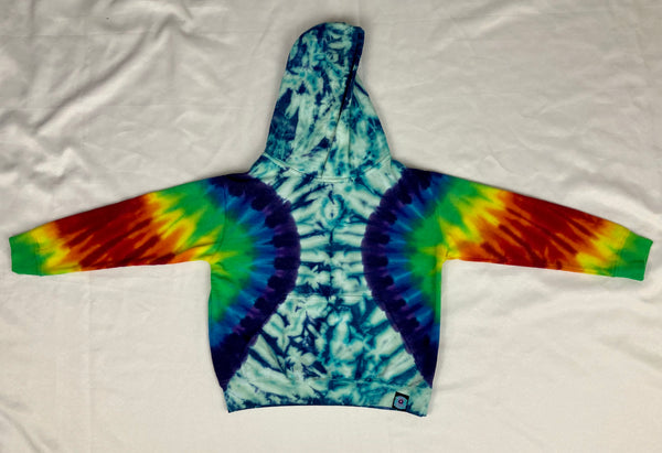 Youth Seafoam Rainbow Tie-dyed Hoodie, M (10-12)