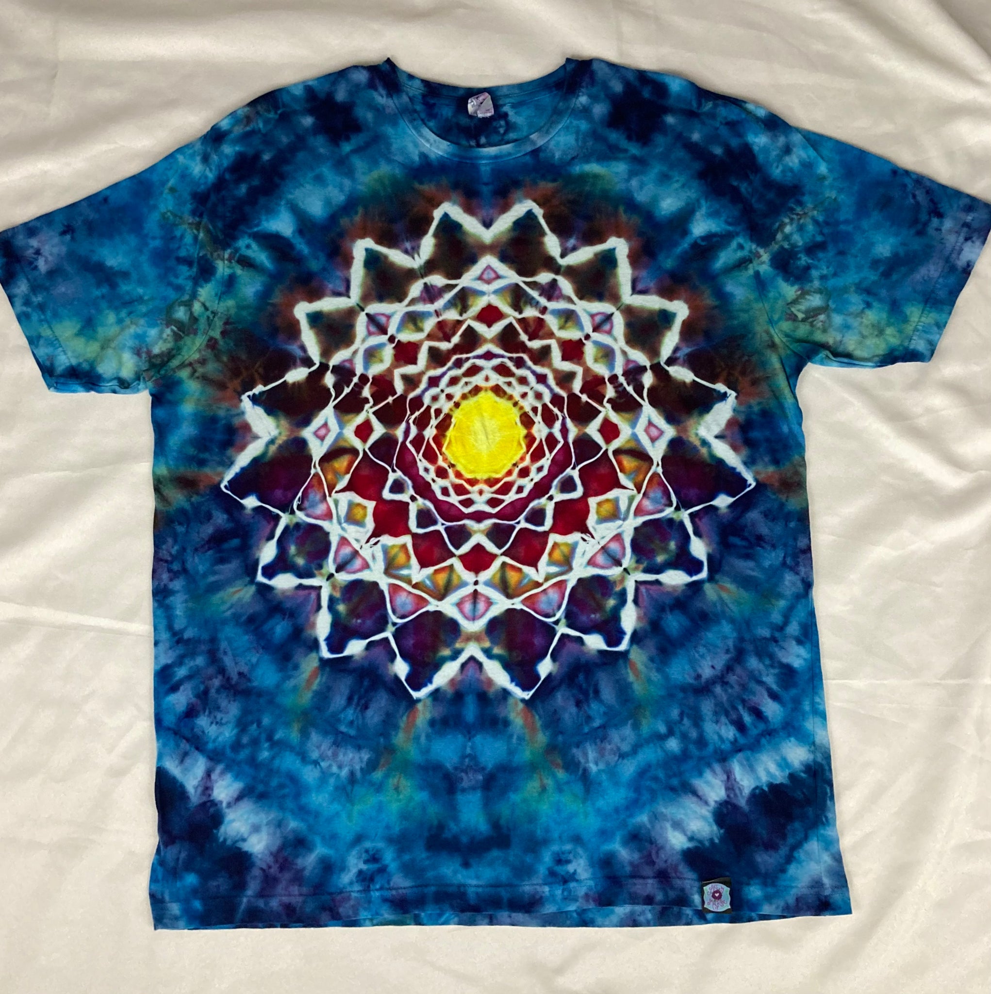 Adult Blue Fireworks Mandala Ice-Dyed Tee, 2XL