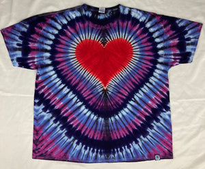 Adult Purple/Red Heart Tie-Dyed Tee, 3XL