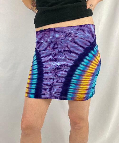 Women's Purple/Sunset Tie-Dyed Mini Skirt, XS/S