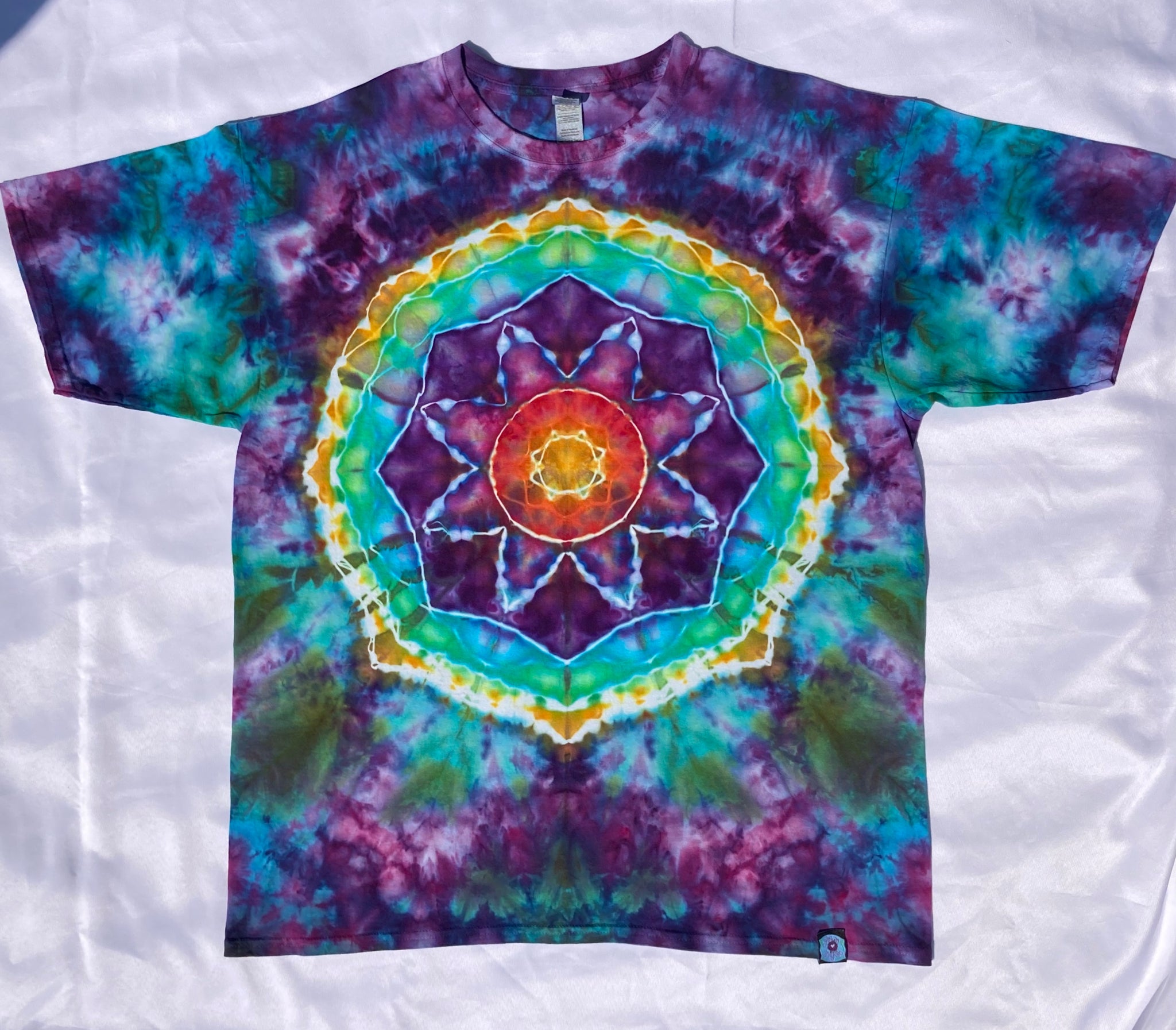 Adult Bold Flower Mandala Ice-Dyed Tee, 2XL