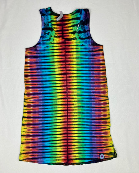 Ladies Rainbow/Black Tie-Dyed Tank Dress, S & M