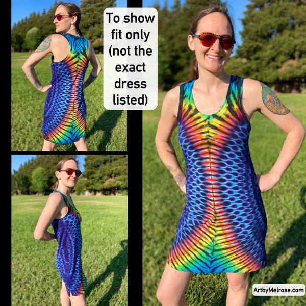 Ladies Rainbow/Blue Tie-Dyed Tank Dress, XL