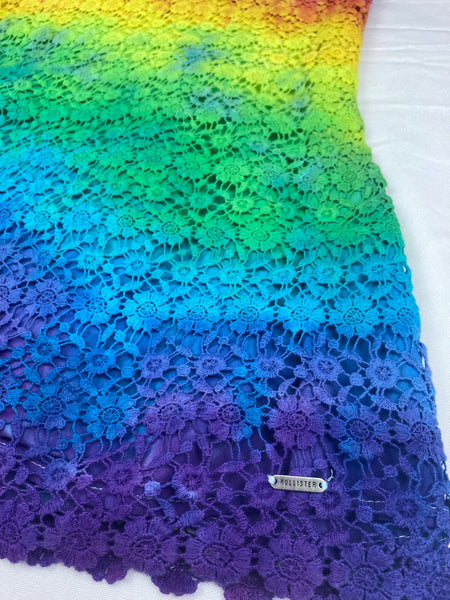 Ladies Rainbow Lacey Upcycled Dress, size 7