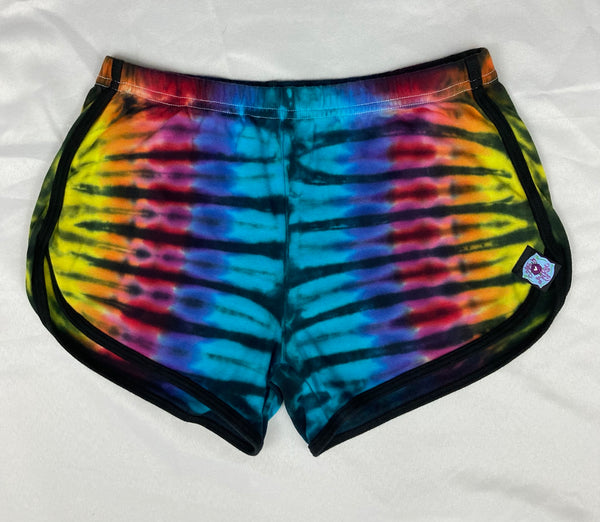 Women’s Rainbow/Black Tie-dyed Running Shorts, M