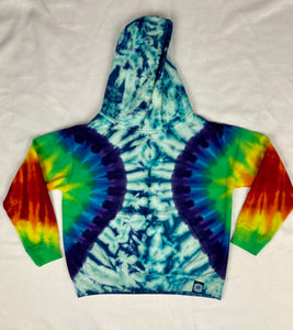 Youth Seafoam Rainbow Tie-dyed Hoodie, M (10-12)
