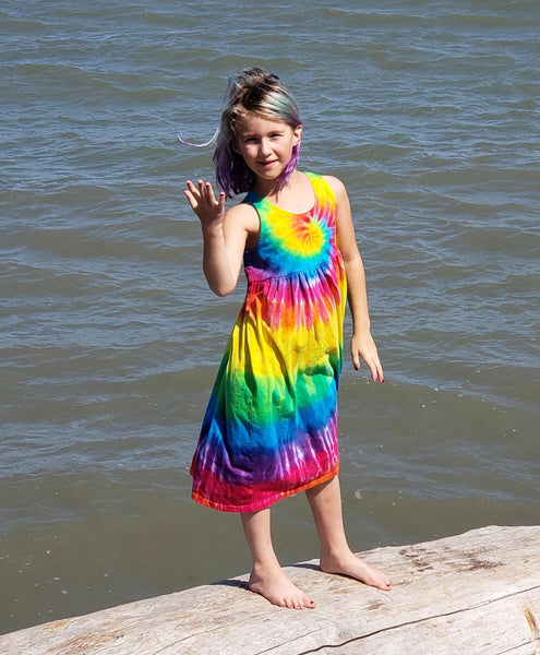 Girls Rainbow Spiral Tie-Dyed Dress, 12