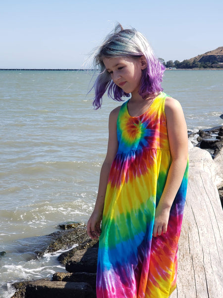 Girls Rainbow Spiral Tie-Dyed Dress, 12