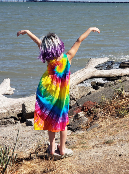 Girls Rainbow Spiral Tie-Dyed Dress, 12