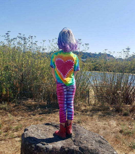 Girls Pink/Purple Tie-Dyed Capri Leggings, XL(14/16)