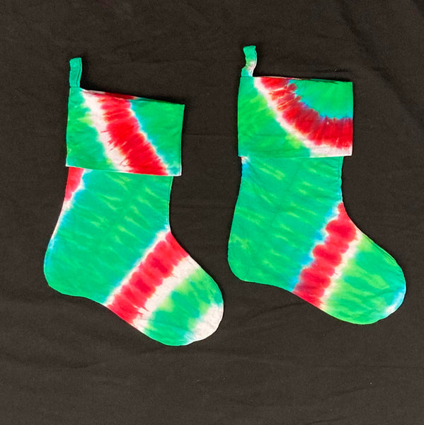 Red/Green Tie-dyed Christmas Stockings (set of 2)