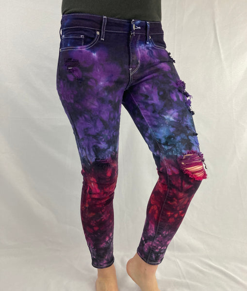 Ladies Purple/Red Ombré Upcycled Levi’s Jeans, 28
