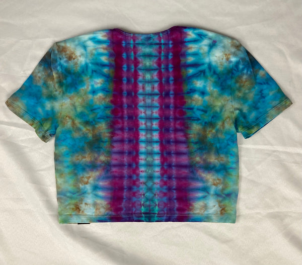 Women’s Earthy Mandala Ice-Dyed S/S Crop Top, L