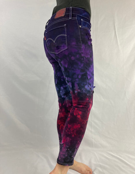 Ladies Purple/Red Ombré Upcycled Levi’s Jeans, 28