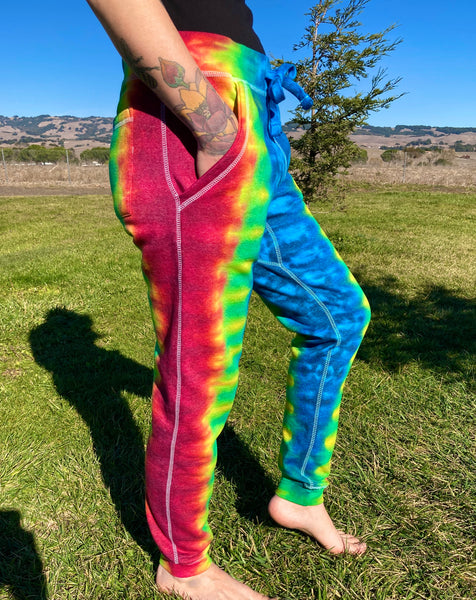 Adult Rainbow Tie-Dyed Jogger Sweatpants, L