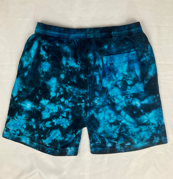 Men’s/Unisex Blue Ice-Dyed Shorts, M (32)