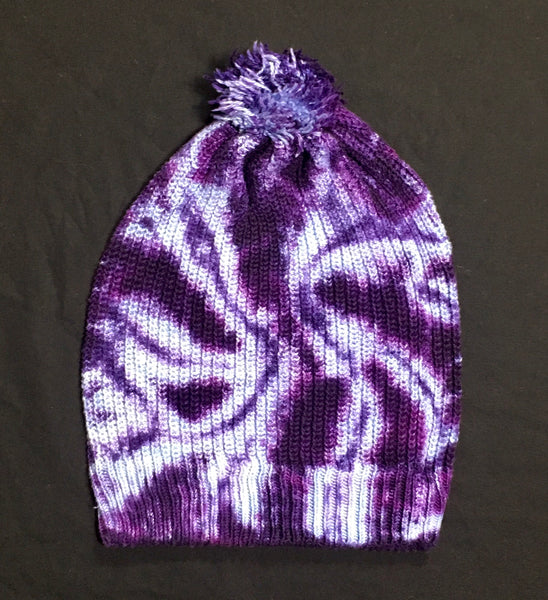 Purple Swirl Tie-Dyed Knit Hat (one size)