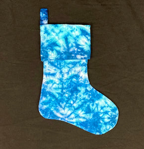 Winter Blue Tie-dyed Christmas Stocking (single)