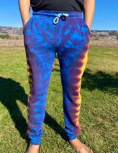 Adult Blue/Gold Tie-Dyed Jogger Sweatpants, 2X