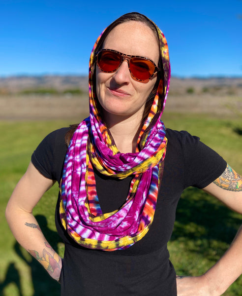 Pink Sunset Tie-dyed Rayon Infinity Scarf