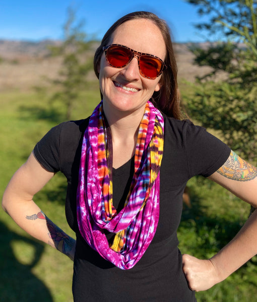 Pink Sunset Tie-dyed Rayon Infinity Scarf