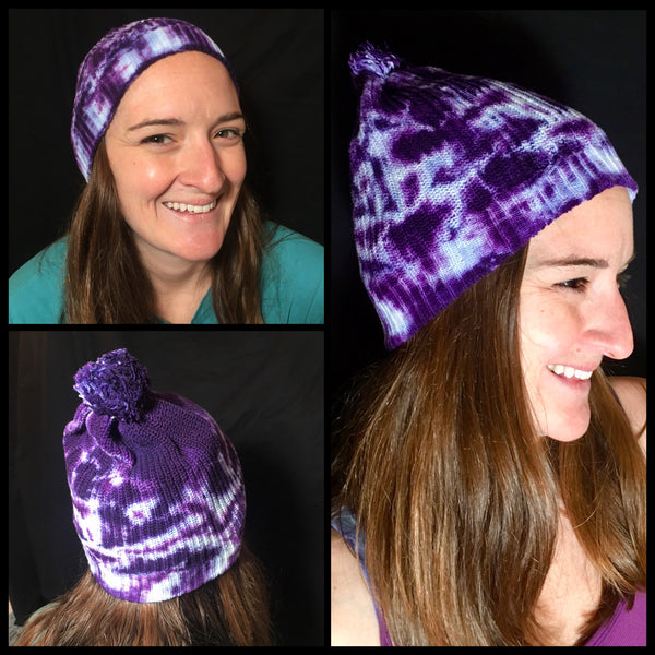 Purple Swirl Tie-Dyed Knit Hat (one size)
