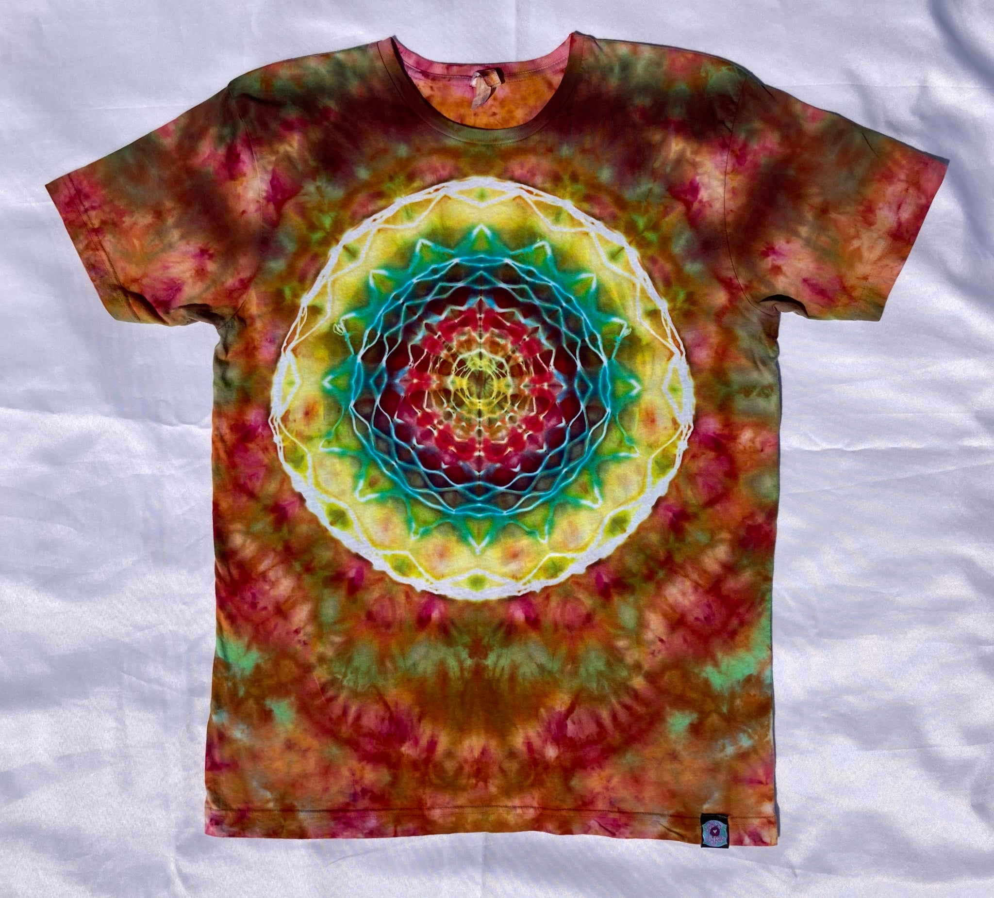 Adult Rusty Rainbow Mandala Ice-Dyed Tee, L