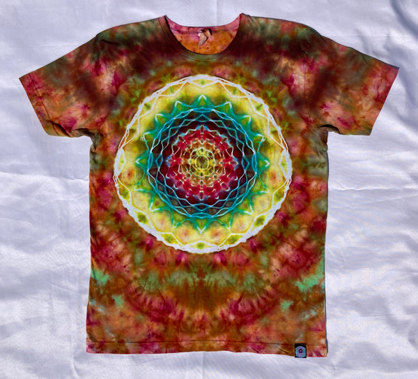 Adult Rusty Rainbow Mandala Ice-Dyed Tee, L