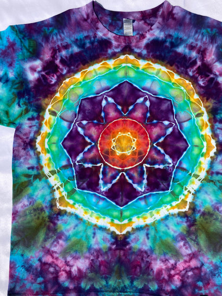 Adult Bold Flower Mandala Ice-Dyed Tee, 2XL