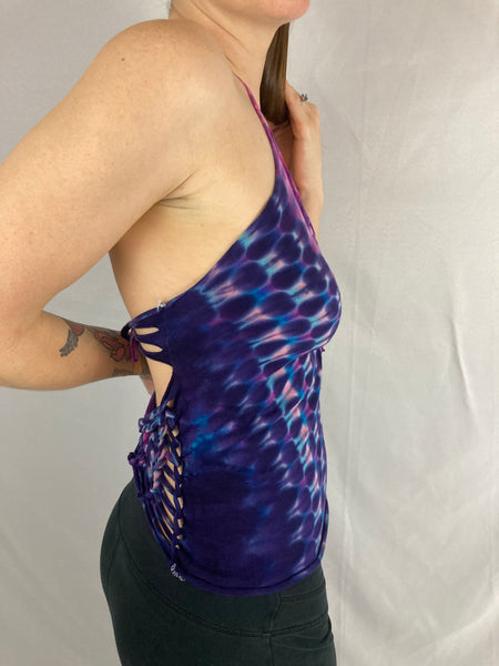 Ladies Pink/Purple Snipped Halter Top, S/M