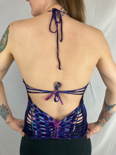 Ladies Pink/Purple Snipped Halter Top, S/M