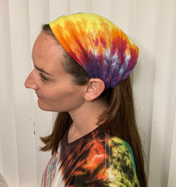 Bright Rainbow Tie-dyed Bandana Headband