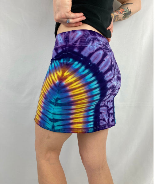 Women's Purple/Sunset Tie-Dyed Mini Skirt, XS/S