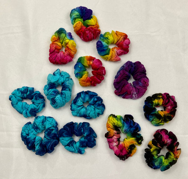 Multi-Colored Rayon Tie-dyed Hair Scrunchies