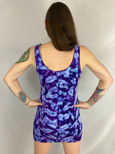 Women's Purple Tie-Dyed Rayon Mini Dress, M & L