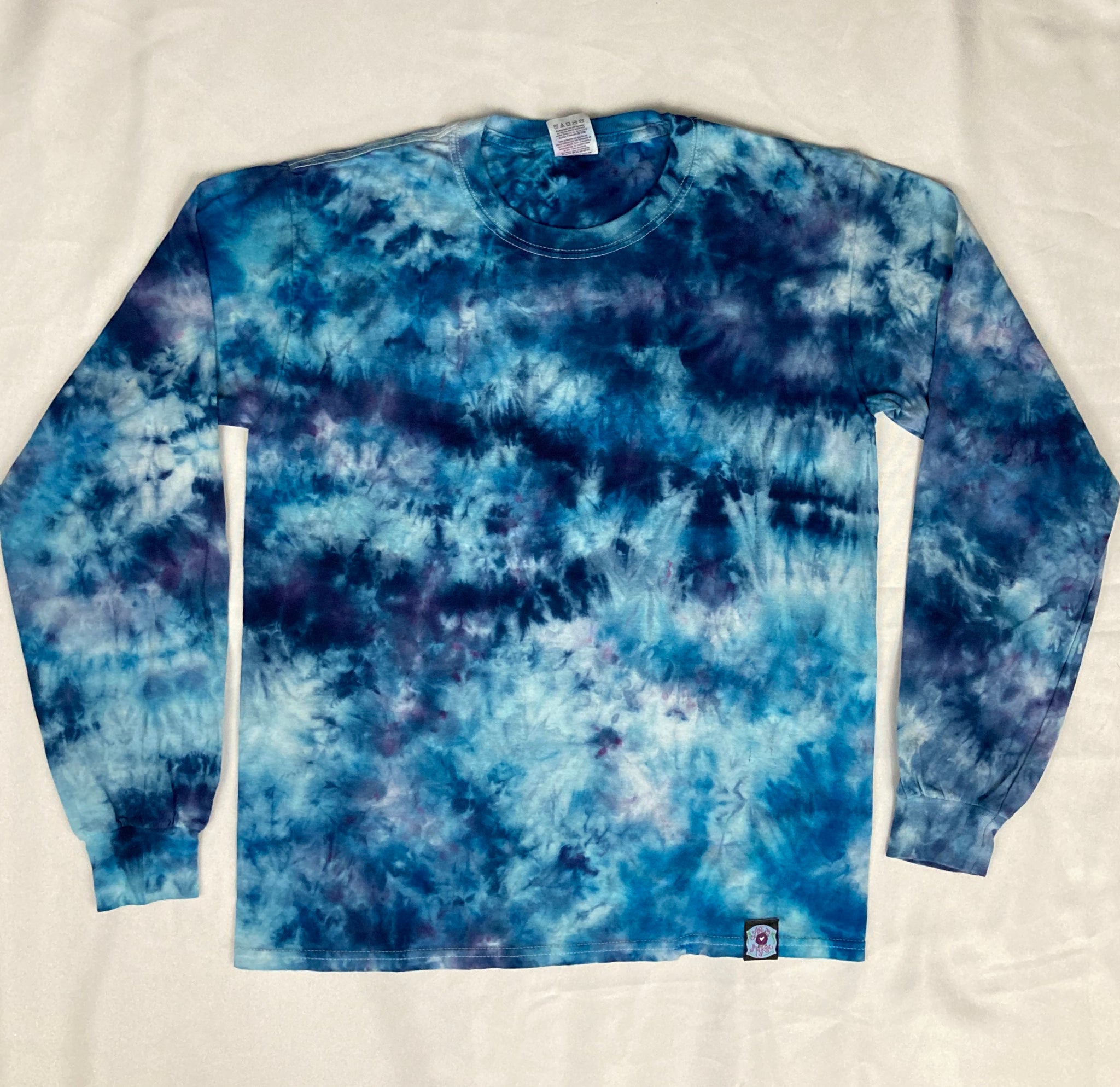 Kids Blue Ice-Dyed Long Sleeve Tee, Youth XL