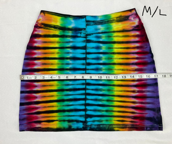 Women's Rainbow/Black Tie-Dyed Mini Skirt, XS/S