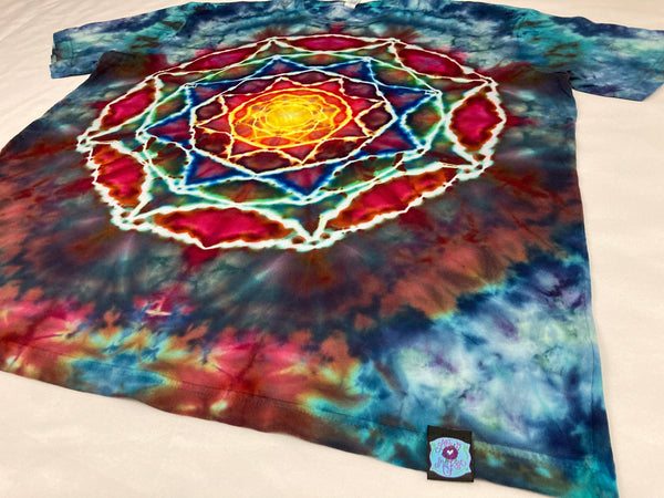 Adult Ocean Rainbow Mandala Ice-Dyed Tee, XL