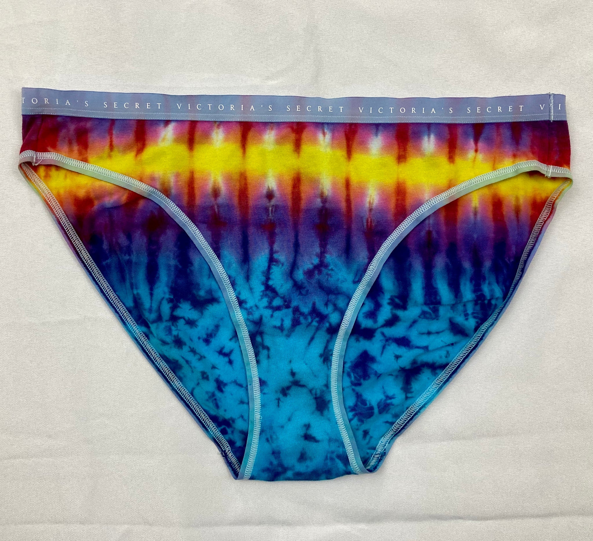 Women's Blue/Sunrise Victoria's Secret Tie-Dyed Panties, XL
