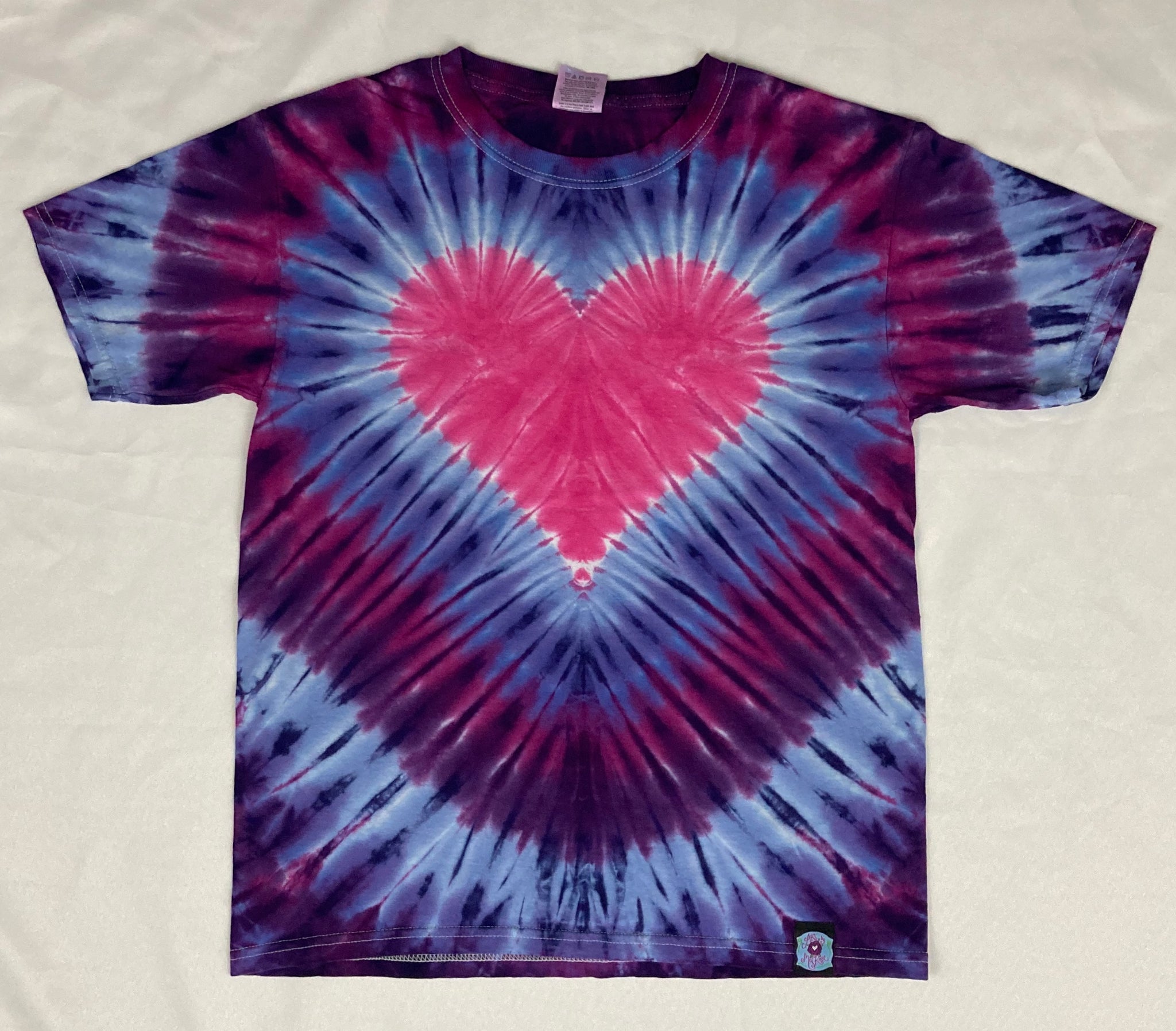 Kids Pink/Purple Heart Tie-Dyed Tee, Youth L