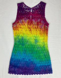 Ladies Rainbow Lacey Upcycled Dress, size 7