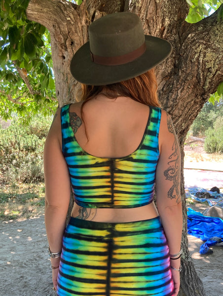 Women's Rainbow/Black Tie-Dyed Crop Top, S-XL