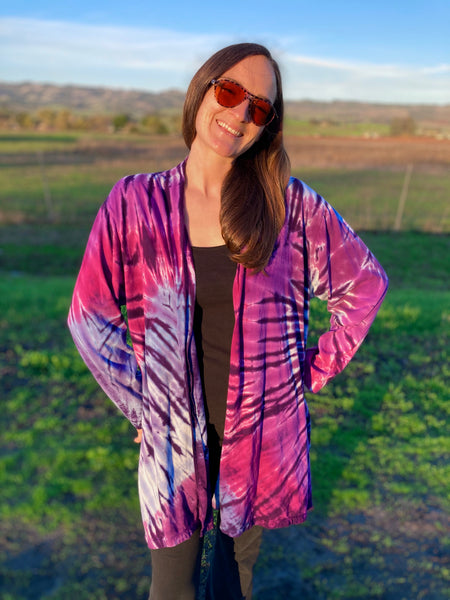 Women’s Purple Spiral Tie-dyed Half Moon Jacket, 2XL