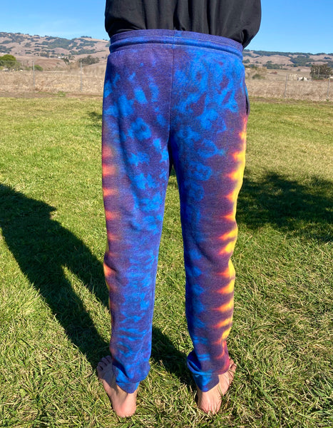 Adult Blue/Gold Tie-Dyed Jogger Sweatpants, 2X