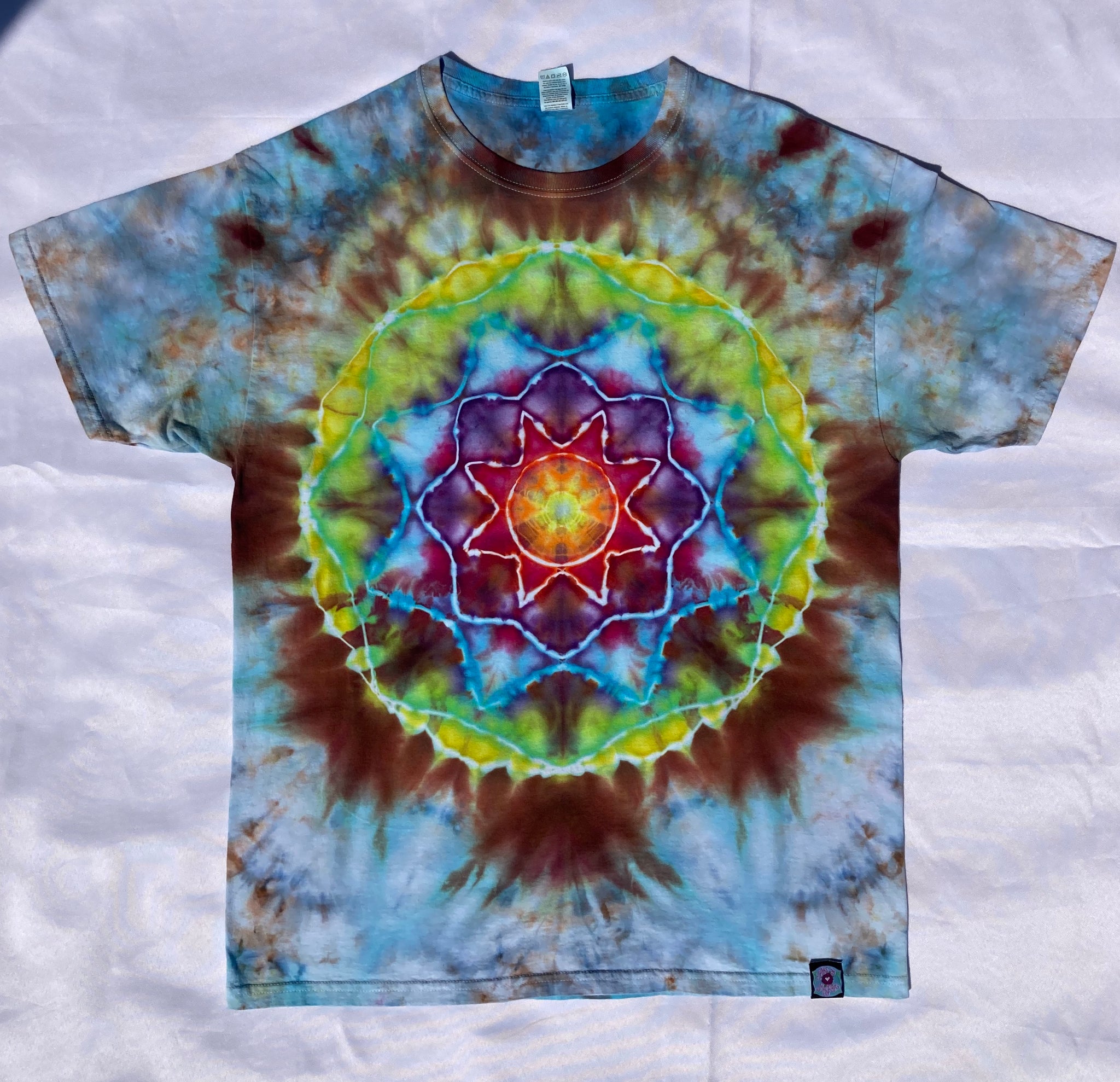 Adult Sky Rainbow Mandala Ice-Dyed Tee, L