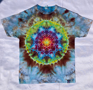 Adult Sky Rainbow Mandala Ice-Dyed Tee, L